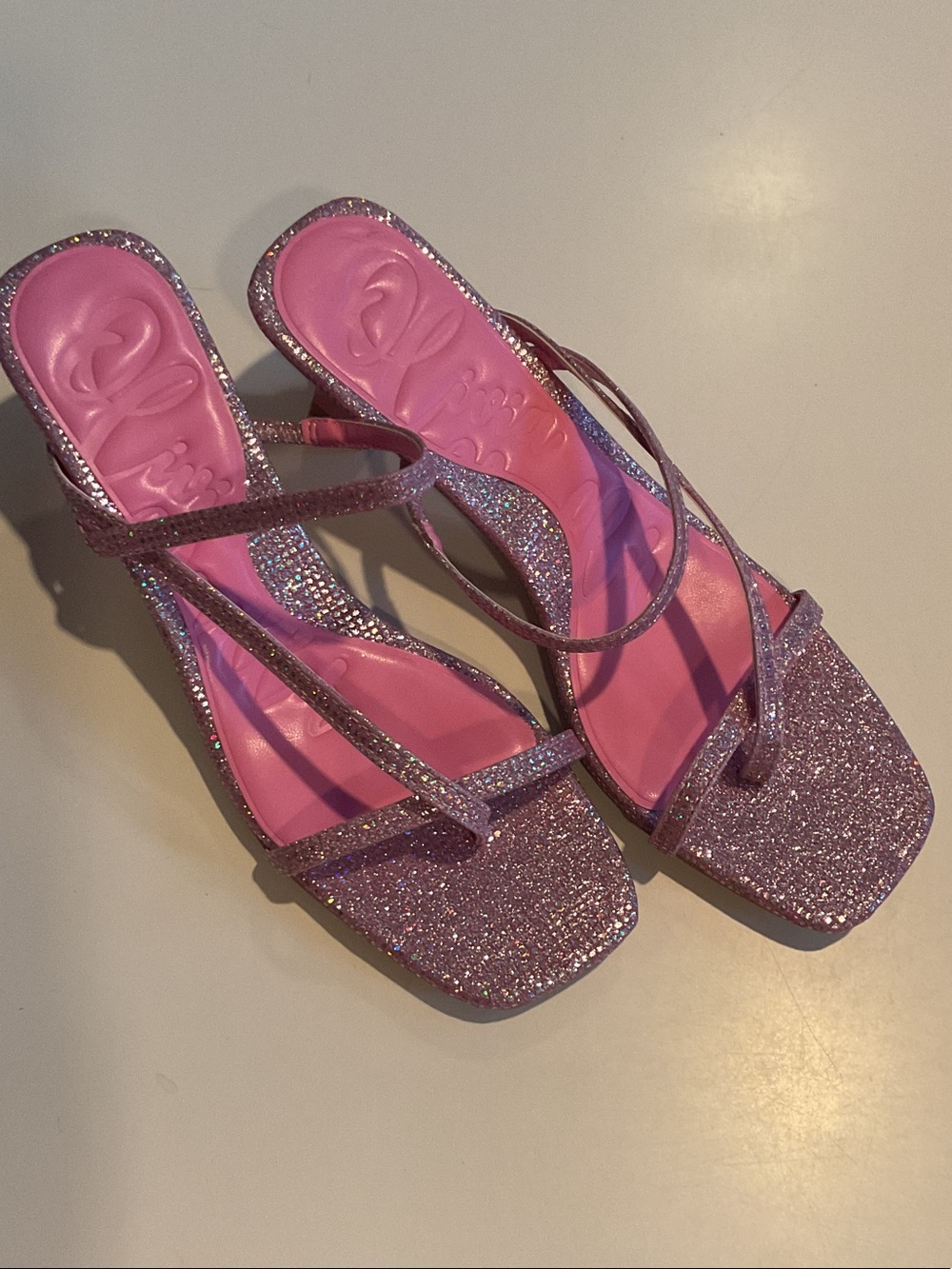 Olivia Miller Angelic Pink Glitter Strappy Heeled Sandals